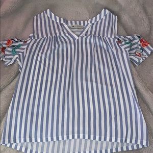Embroidered Cold Shoulder Top (NWOT)
